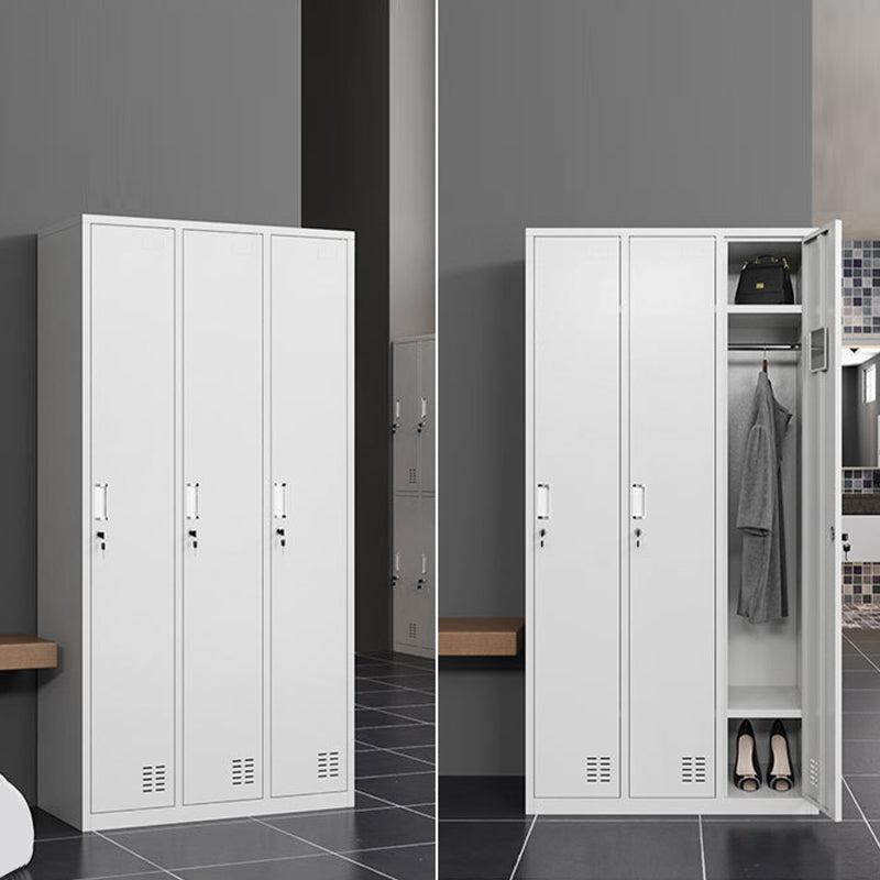 Modern Style Wardrobe Gray Colour Metal Wardrobe Closet with Locks Clearhalo 'Armoires & Wardrobes' 'armoires_wardrobes' 'Bedroom Furniture' 'furn' 'furn_armoires_wardrobes' 'Furniture' 5816047