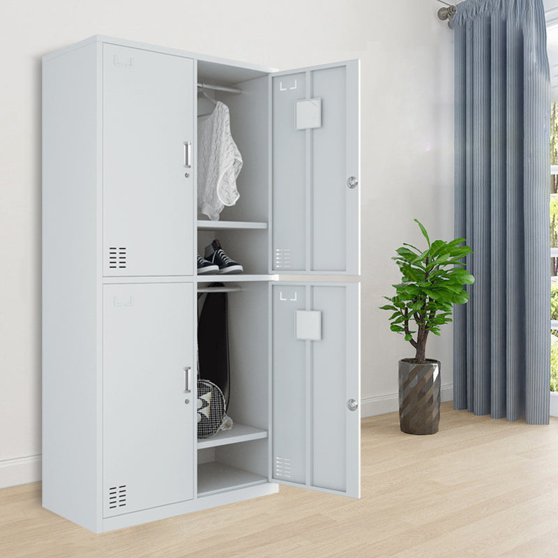 Modern Style Wardrobe Gray Colour Metal Wardrobe Closet with Locks Clearhalo 'Armoires & Wardrobes' 'armoires_wardrobes' 'Bedroom Furniture' 'furn' 'furn_armoires_wardrobes' 'Furniture' 5816048