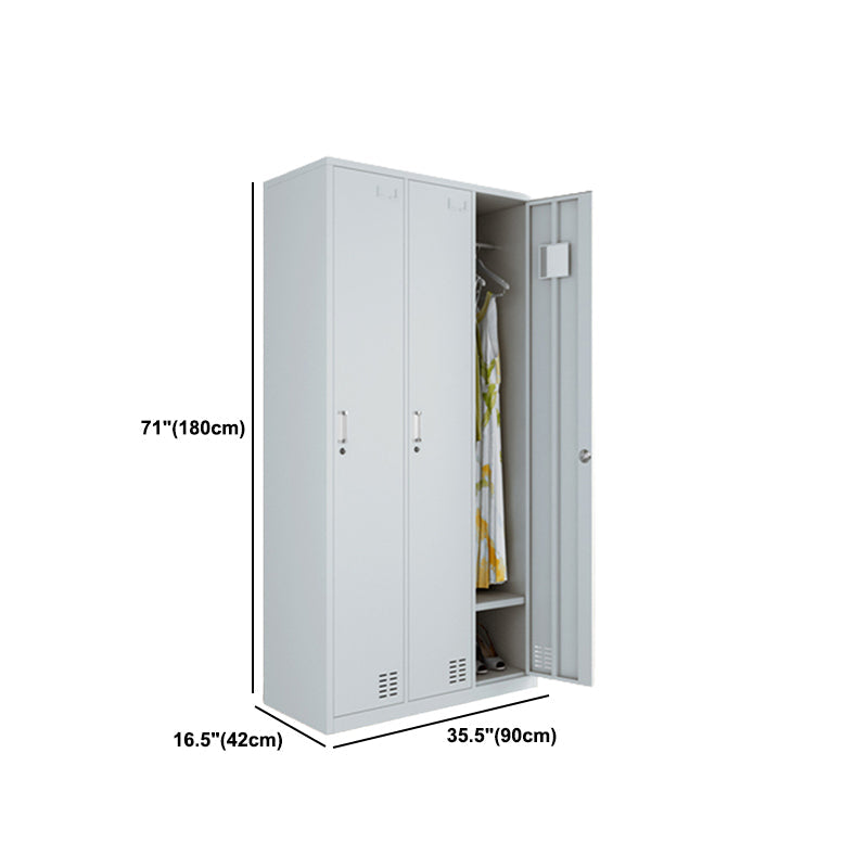 Modern Style Wardrobe Gray Colour Metal Wardrobe Closet with Locks Clearhalo 'Armoires & Wardrobes' 'armoires_wardrobes' 'Bedroom Furniture' 'furn' 'furn_armoires_wardrobes' 'Furniture' 5816052