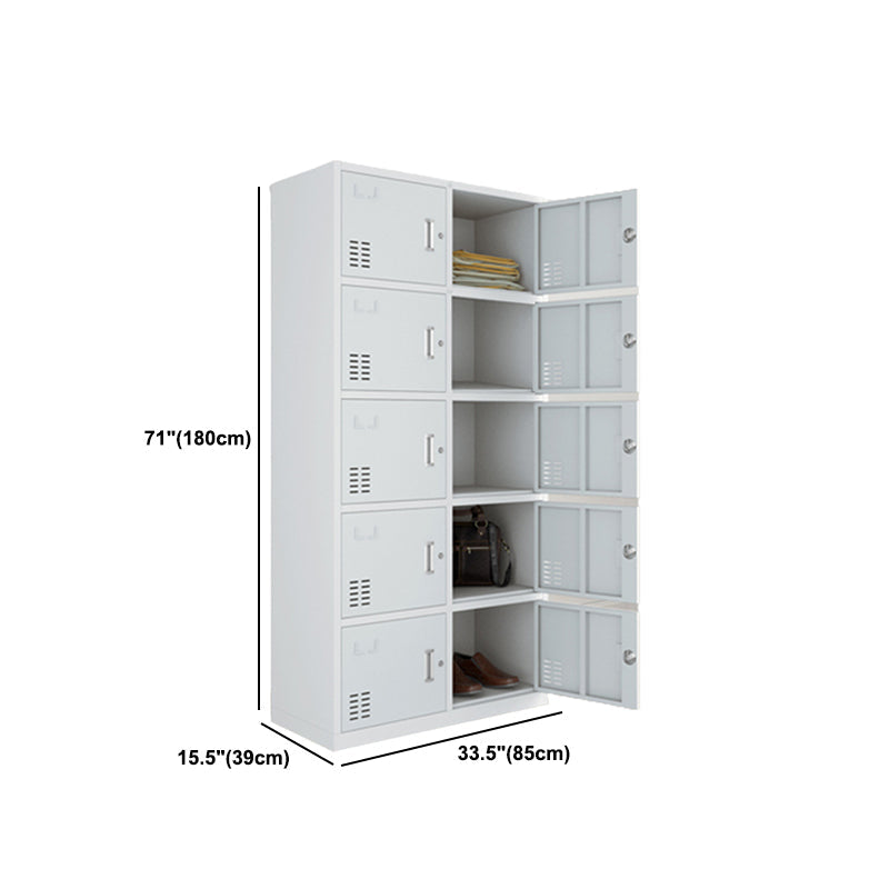 Modern Style Wardrobe Gray Colour Metal Wardrobe Closet with Locks Clearhalo 'Armoires & Wardrobes' 'armoires_wardrobes' 'Bedroom Furniture' 'furn' 'furn_armoires_wardrobes' 'Furniture' 5816057