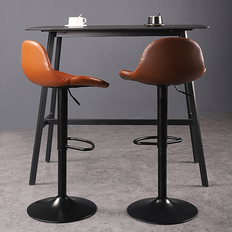 Contemporary Adjustable Height Barstool Faux Leather Swivel Bar Stools