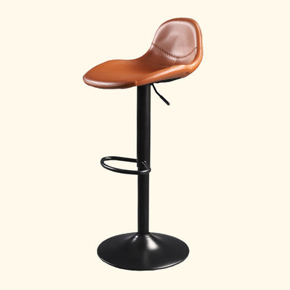 Contemporary Adjustable Height Barstool Faux Leather Swivel Bar Stools
