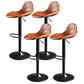 Contemporary Adjustable Height Barstool Faux Leather Swivel Bar Stools