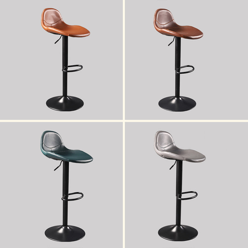 Contemporary Adjustable Height Barstool Faux Leather Swivel Bar Stools