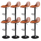 Contemporary Adjustable Height Barstool Faux Leather Swivel Bar Stools
