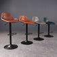 Contemporary Adjustable Height Barstool Faux Leather Swivel Bar Stools