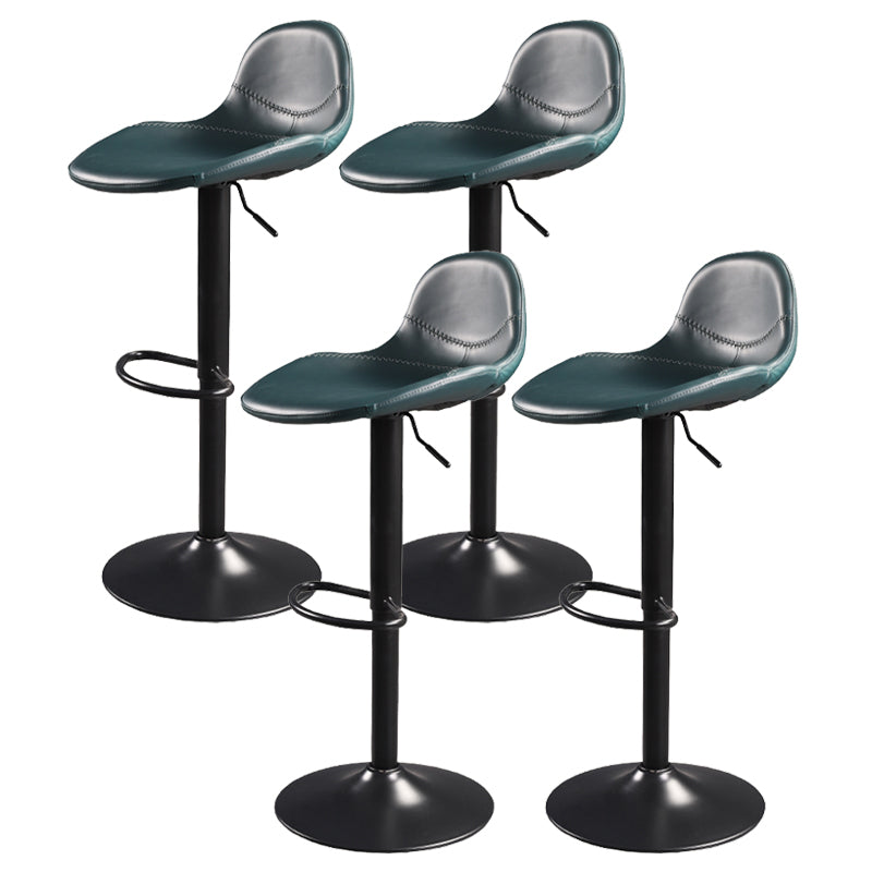 Contemporary Adjustable Height Barstool Faux Leather Swivel Bar Stools
