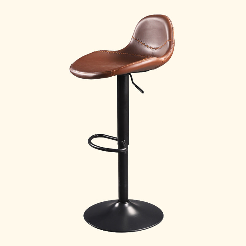 Contemporary Adjustable Height Barstool Faux Leather Swivel Bar Stools