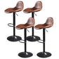 Contemporary Adjustable Height Barstool Faux Leather Swivel Bar Stools