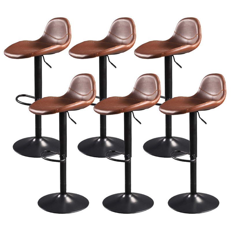 Contemporary Adjustable Height Barstool Faux Leather Swivel Bar Stools