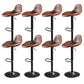 Contemporary Adjustable Height Barstool Faux Leather Swivel Bar Stools