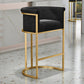 Glam Fabric Upholstered Counter Stool Bucket Seat Low Back Counter Chair