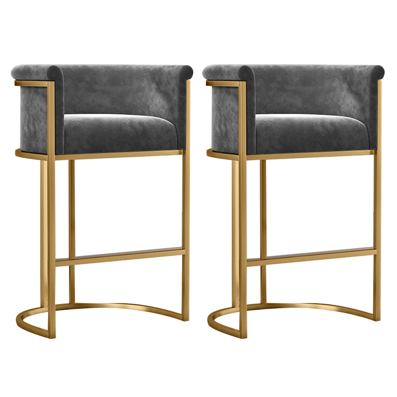 Glam Fabric Upholstered Counter Stool Bucket Seat Low Back Counter Chair