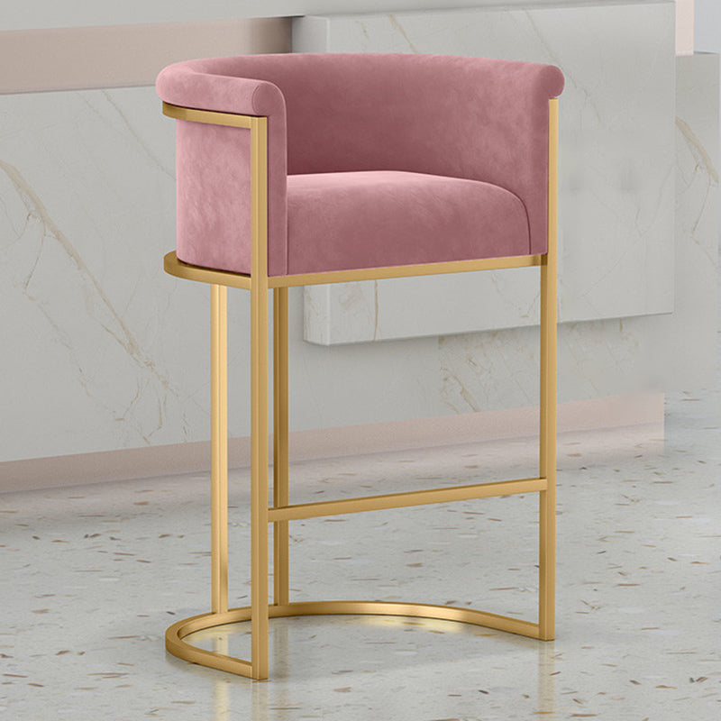 Glam Fabric Upholstered Counter Stool Bucket Seat Low Back Counter Chair