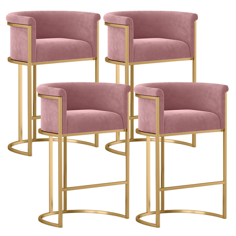 Glam Fabric Upholstered Counter Stool Bucket Seat Low Back Counter Chair