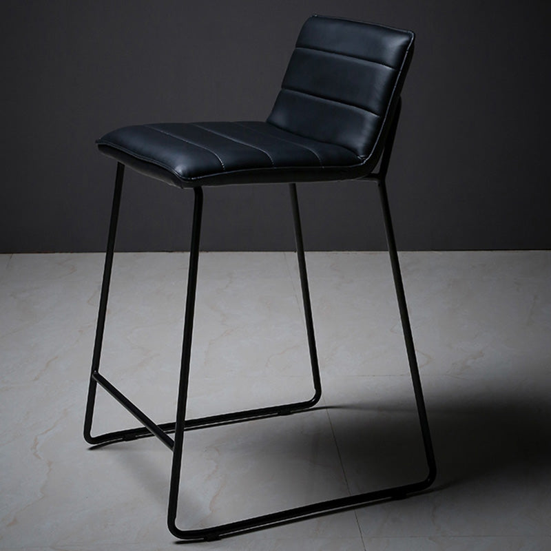 Scandinavian Black Iron Base Barstool Fabric and Faux Leather Bar Stools Black 1 Piece Clearhalo 'Bar Furniture' 'Bar Stools' 'bar_stools' 'furn' 'furn_bar_stools' 'Furniture' 'Kitchen & Dining Furniture' 5816191