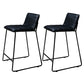 Scandinavian Black Iron Base Barstool Fabric and Faux Leather Bar Stools Black 2 Piece Set Clearhalo 'Bar Furniture' 'Bar Stools' 'bar_stools' 'furn' 'furn_bar_stools' 'Furniture' 'Kitchen & Dining Furniture' 5816192