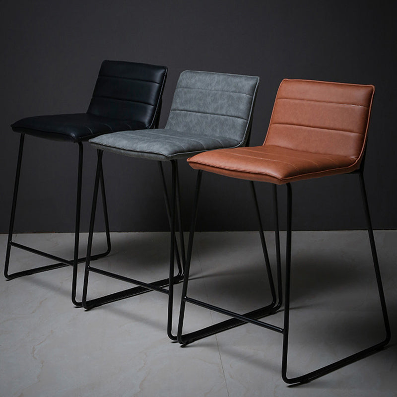 Scandinavian Black Iron Base Barstool Fabric and Faux Leather Bar Stools Clearhalo 'Bar Furniture' 'Bar Stools' 'bar_stools' 'furn' 'furn_bar_stools' 'Furniture' 'Kitchen & Dining Furniture' 5816193