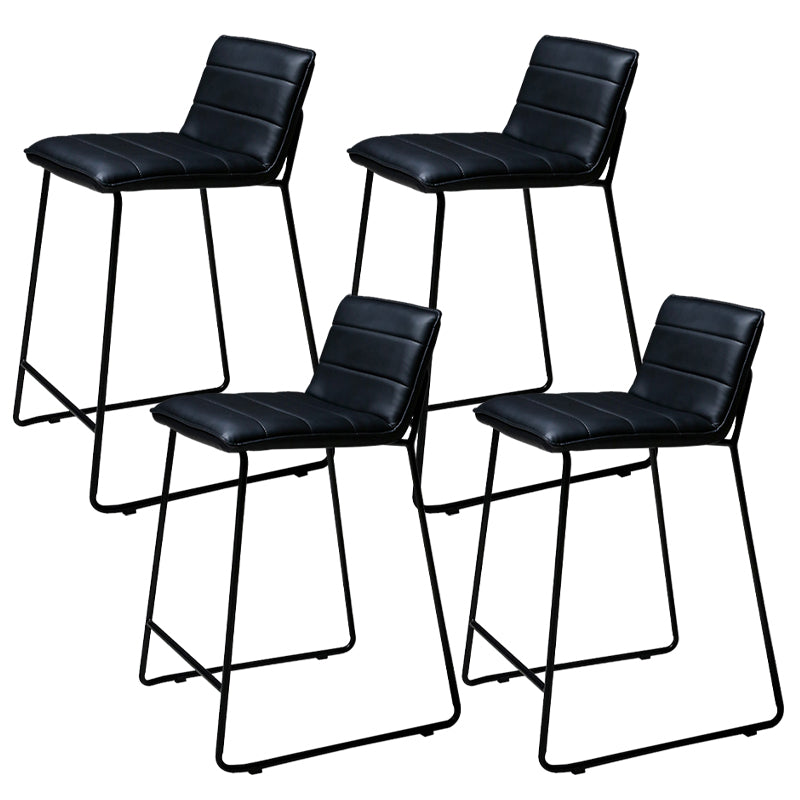 Scandinavian Black Iron Base Barstool Fabric and Faux Leather Bar Stools Black 4 Piece Set Clearhalo 'Bar Furniture' 'Bar Stools' 'bar_stools' 'furn' 'furn_bar_stools' 'Furniture' 'Kitchen & Dining Furniture' 5816194