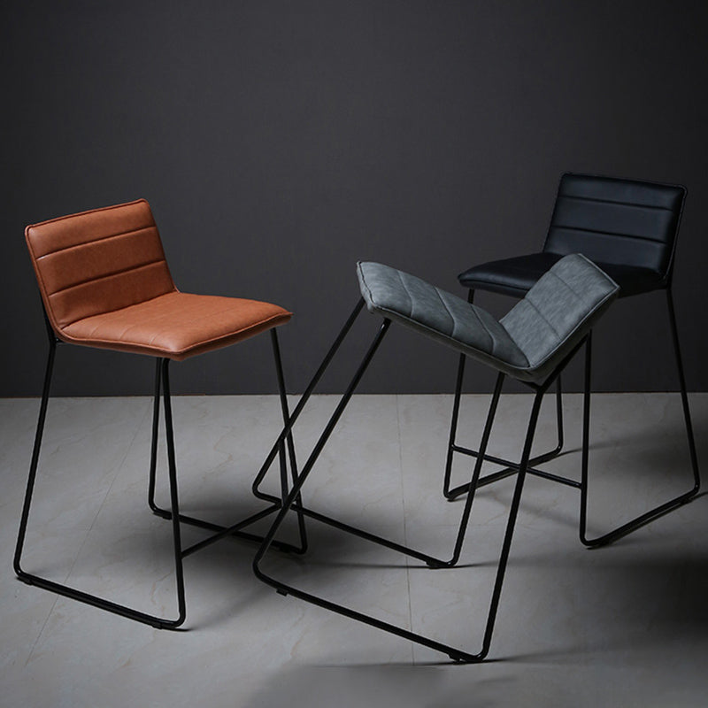 Scandinavian Black Iron Base Barstool Fabric and Faux Leather Bar Stools Clearhalo 'Bar Furniture' 'Bar Stools' 'bar_stools' 'furn' 'furn_bar_stools' 'Furniture' 'Kitchen & Dining Furniture' 5816195