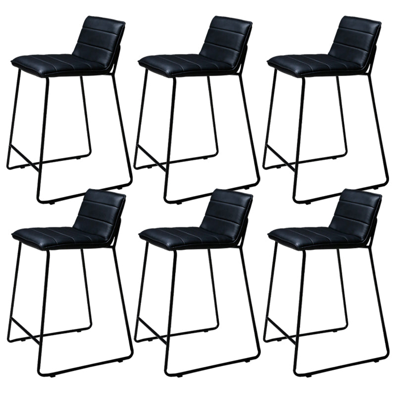 Scandinavian Black Iron Base Barstool Fabric and Faux Leather Bar Stools Black 6 Piece Set Clearhalo 'Bar Furniture' 'Bar Stools' 'bar_stools' 'furn' 'furn_bar_stools' 'Furniture' 'Kitchen & Dining Furniture' 5816196