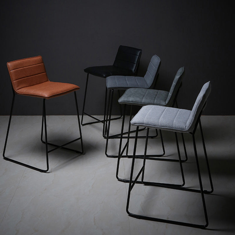 Scandinavian Black Iron Base Barstool Fabric and Faux Leather Bar Stools Clearhalo 'Bar Furniture' 'Bar Stools' 'bar_stools' 'furn' 'furn_bar_stools' 'Furniture' 'Kitchen & Dining Furniture' 5816197