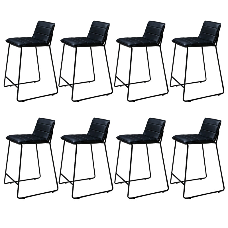 Scandinavian Black Iron Base Barstool Fabric and Faux Leather Bar Stools Black 8 Piece Set Clearhalo 'Bar Furniture' 'Bar Stools' 'bar_stools' 'furn' 'furn_bar_stools' 'Furniture' 'Kitchen & Dining Furniture' 5816199