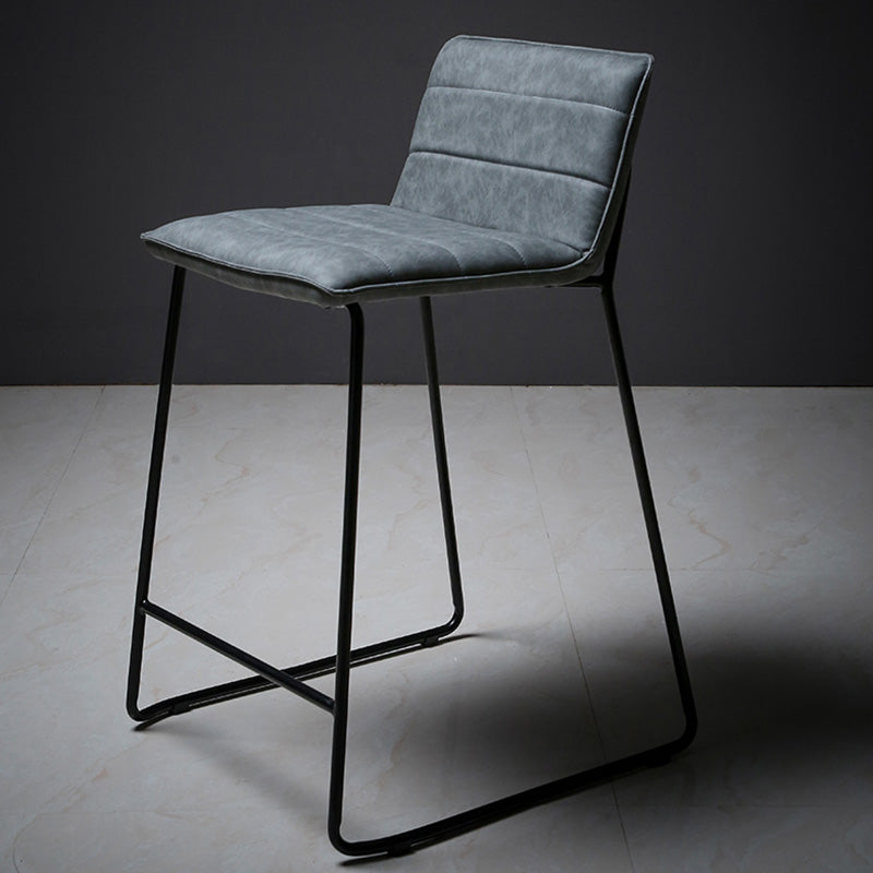 Scandinavian Black Iron Base Barstool Fabric and Faux Leather Bar Stools Grey 1 Piece Clearhalo 'Bar Furniture' 'Bar Stools' 'bar_stools' 'furn' 'furn_bar_stools' 'Furniture' 'Kitchen & Dining Furniture' 5816200