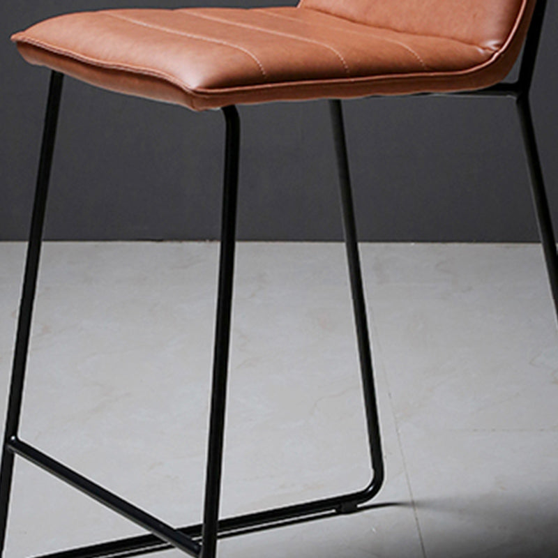 Scandinavian Black Iron Base Barstool Fabric and Faux Leather Bar Stools Clearhalo 'Bar Furniture' 'Bar Stools' 'bar_stools' 'furn' 'furn_bar_stools' 'Furniture' 'Kitchen & Dining Furniture' 5816202