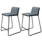 Scandinavian Black Iron Base Barstool Fabric and Faux Leather Bar Stools Grey 2 Piece Set Clearhalo 'Bar Furniture' 'Bar Stools' 'bar_stools' 'furn' 'furn_bar_stools' 'Furniture' 'Kitchen & Dining Furniture' 5816203