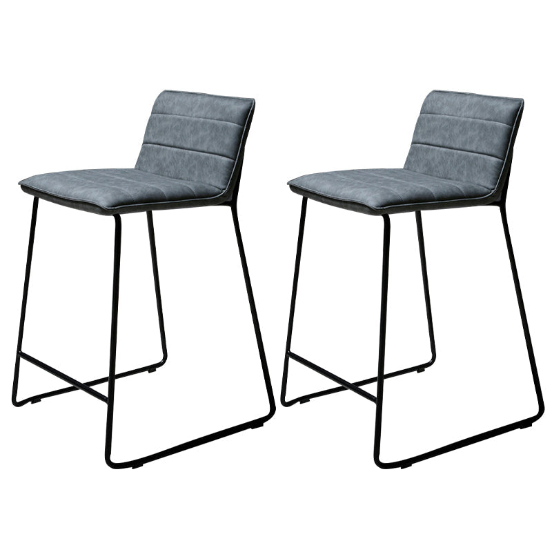 Scandinavian Black Iron Base Barstool Fabric and Faux Leather Bar Stools Grey 2 Piece Set Clearhalo 'Bar Furniture' 'Bar Stools' 'bar_stools' 'furn' 'furn_bar_stools' 'Furniture' 'Kitchen & Dining Furniture' 5816203
