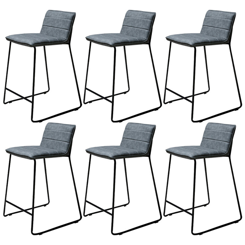 Scandinavian Black Iron Base Barstool Fabric and Faux Leather Bar Stools Grey 6 Piece Set Clearhalo 'Bar Furniture' 'Bar Stools' 'bar_stools' 'furn' 'furn_bar_stools' 'Furniture' 'Kitchen & Dining Furniture' 5816206
