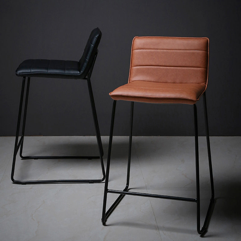 Scandinavian Black Iron Base Barstool Fabric and Faux Leather Bar Stools Clearhalo 'Bar Furniture' 'Bar Stools' 'bar_stools' 'furn' 'furn_bar_stools' 'Furniture' 'Kitchen & Dining Furniture' 5816207