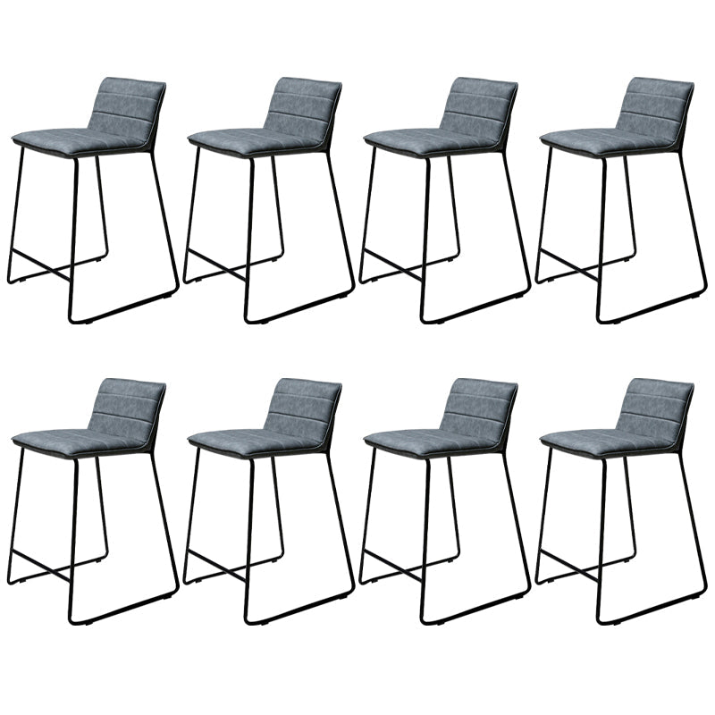 Scandinavian Black Iron Base Barstool Fabric and Faux Leather Bar Stools Grey 8 Piece Set Clearhalo 'Bar Furniture' 'Bar Stools' 'bar_stools' 'furn' 'furn_bar_stools' 'Furniture' 'Kitchen & Dining Furniture' 5816208