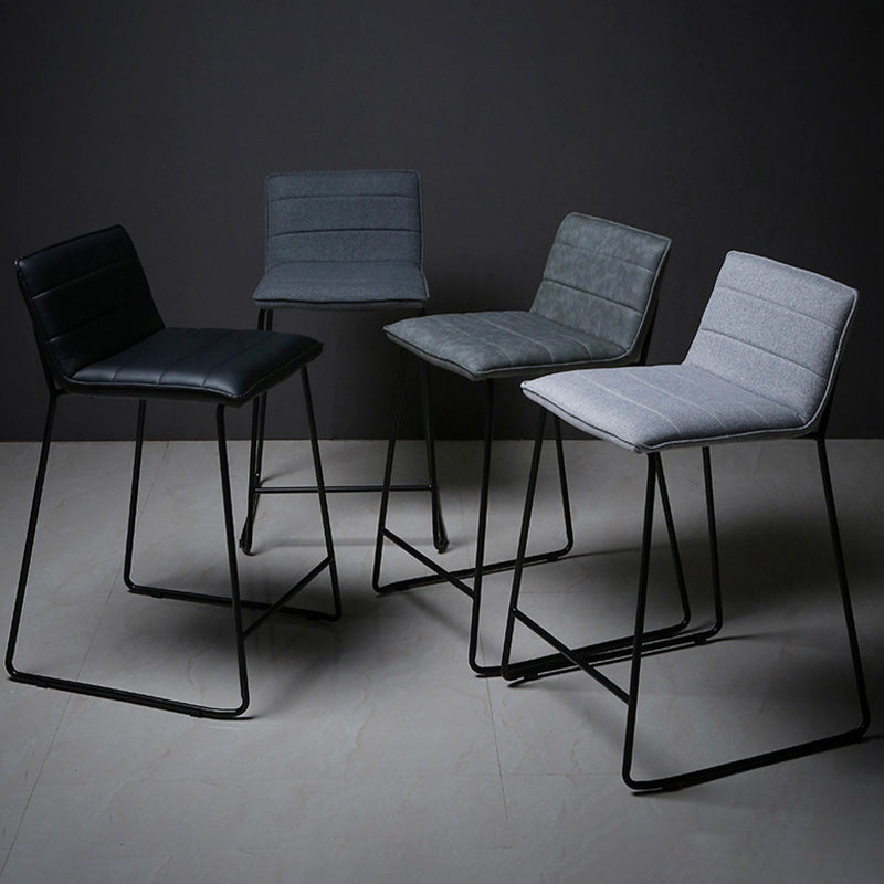 Scandinavian Black Iron Base Barstool Fabric and Faux Leather Bar Stools Clearhalo 'Bar Furniture' 'Bar Stools' 'bar_stools' 'furn' 'furn_bar_stools' 'Furniture' 'Kitchen & Dining Furniture' 5816209