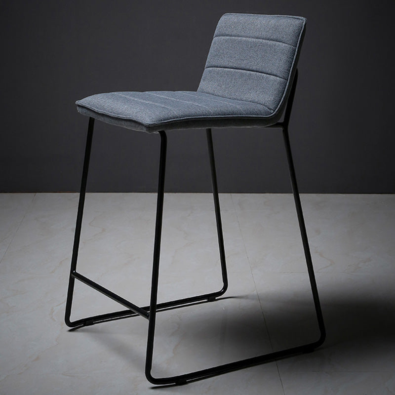 Scandinavian Black Iron Base Barstool Fabric and Faux Leather Bar Stools Dark Gray 1 Piece Clearhalo 'Bar Furniture' 'Bar Stools' 'bar_stools' 'furn' 'furn_bar_stools' 'Furniture' 'Kitchen & Dining Furniture' 5816210