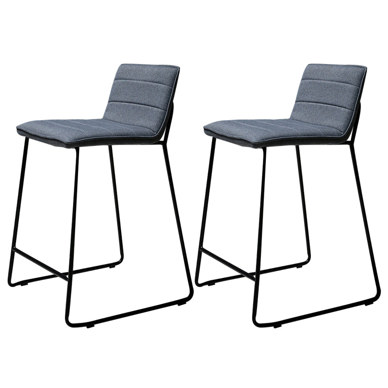 Scandinavian Black Iron Base Barstool Fabric and Faux Leather Bar Stools Dark Gray 2 Piece Set Clearhalo 'Bar Furniture' 'Bar Stools' 'bar_stools' 'furn' 'furn_bar_stools' 'Furniture' 'Kitchen & Dining Furniture' 5816213