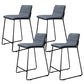 Scandinavian Black Iron Base Barstool Fabric and Faux Leather Bar Stools Dark Gray 4 Piece Set Clearhalo 'Bar Furniture' 'Bar Stools' 'bar_stools' 'furn' 'furn_bar_stools' 'Furniture' 'Kitchen & Dining Furniture' 5816214