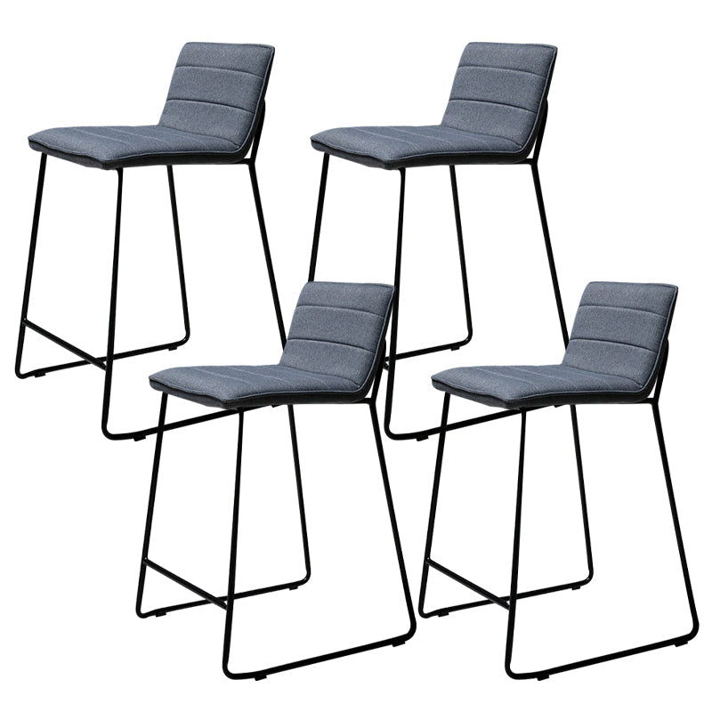 Scandinavian Black Iron Base Barstool Fabric and Faux Leather Bar Stools Dark Gray 4 Piece Set Clearhalo 'Bar Furniture' 'Bar Stools' 'bar_stools' 'furn' 'furn_bar_stools' 'Furniture' 'Kitchen & Dining Furniture' 5816214