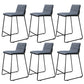 Scandinavian Black Iron Base Barstool Fabric and Faux Leather Bar Stools Dark Gray 6 Piece Set Clearhalo 'Bar Furniture' 'Bar Stools' 'bar_stools' 'furn' 'furn_bar_stools' 'Furniture' 'Kitchen & Dining Furniture' 5816216