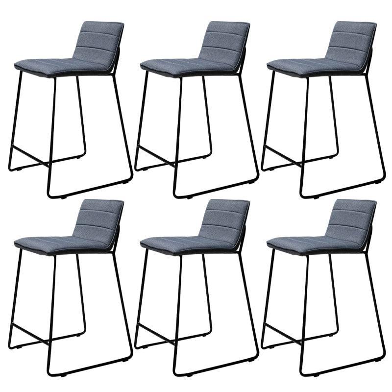 Scandinavian Black Iron Base Barstool Fabric and Faux Leather Bar Stools Dark Gray 6 Piece Set Clearhalo 'Bar Furniture' 'Bar Stools' 'bar_stools' 'furn' 'furn_bar_stools' 'Furniture' 'Kitchen & Dining Furniture' 5816216