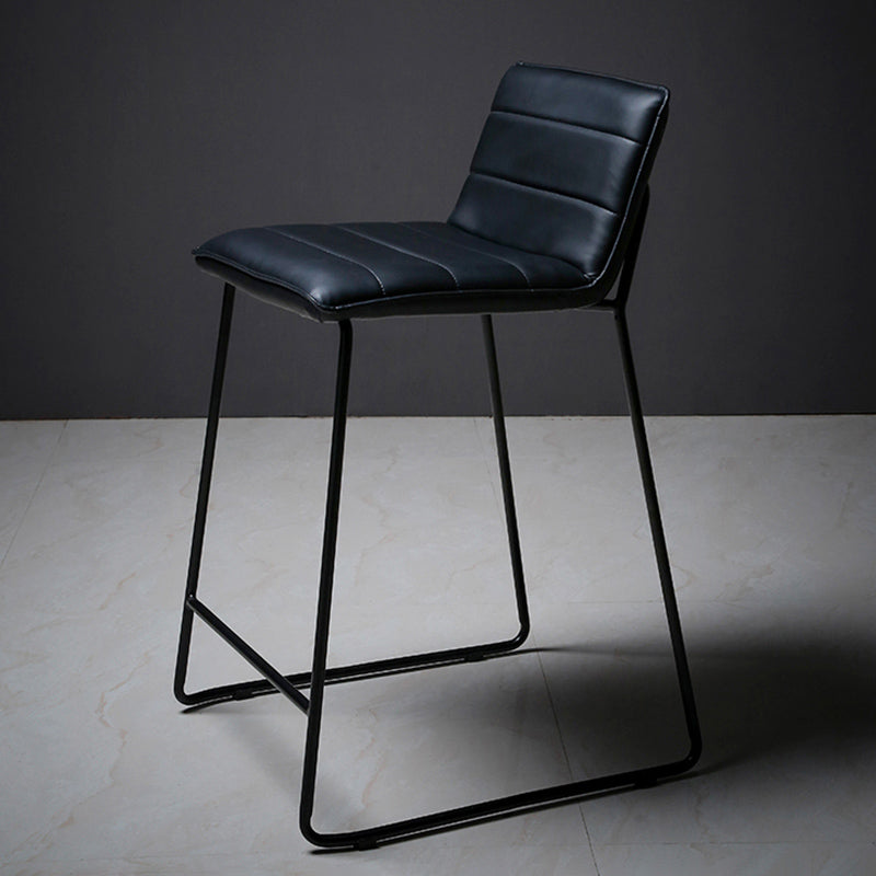 Scandinavian Black Iron Base Barstool Fabric and Faux Leather Bar Stools Clearhalo 'Bar Furniture' 'Bar Stools' 'bar_stools' 'furn' 'furn_bar_stools' 'Furniture' 'Kitchen & Dining Furniture' 5816218