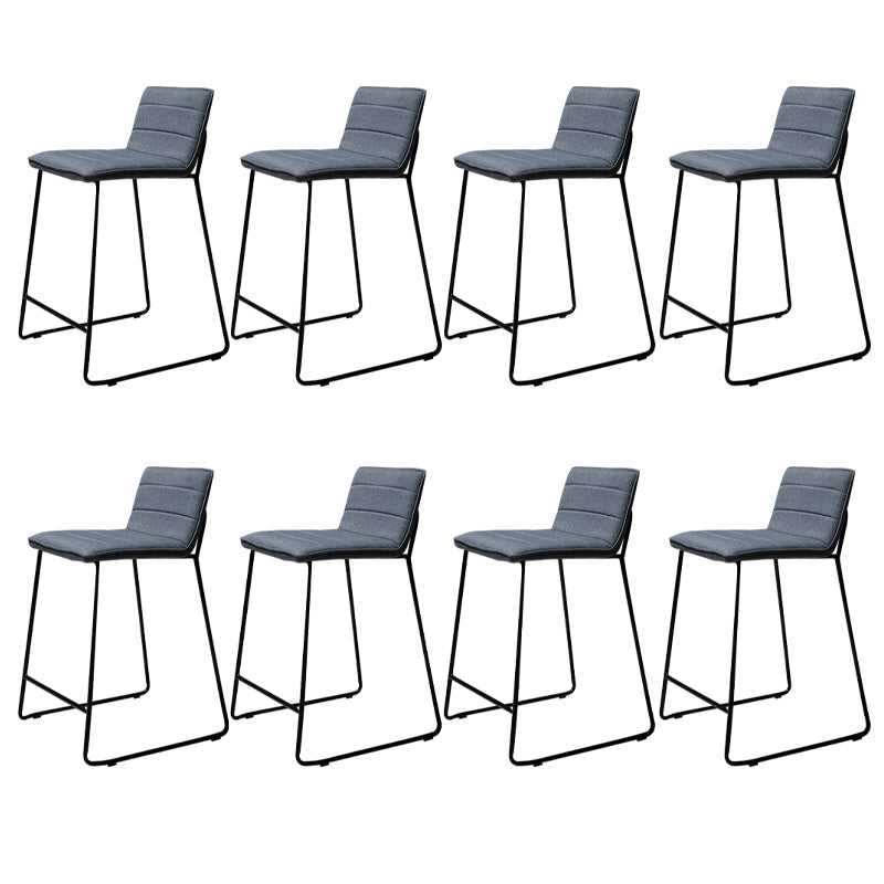 Scandinavian Black Iron Base Barstool Fabric and Faux Leather Bar Stools Dark Gray 8 Piece Set Clearhalo 'Bar Furniture' 'Bar Stools' 'bar_stools' 'furn' 'furn_bar_stools' 'Furniture' 'Kitchen & Dining Furniture' 5816219