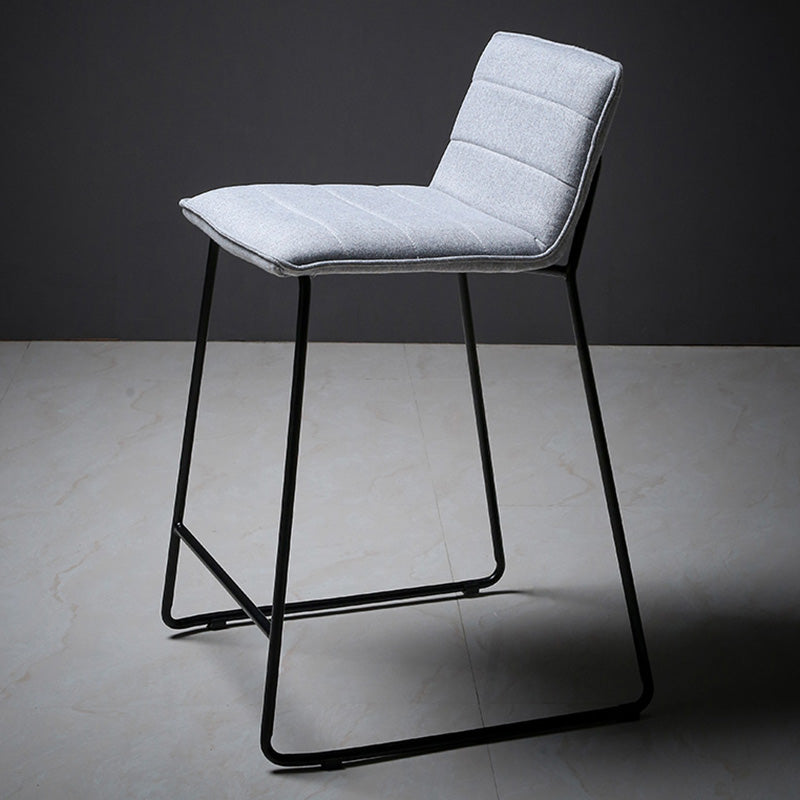 Scandinavian Black Iron Base Barstool Fabric and Faux Leather Bar Stools Light Gray 1 Piece Clearhalo 'Bar Furniture' 'Bar Stools' 'bar_stools' 'furn' 'furn_bar_stools' 'Furniture' 'Kitchen & Dining Furniture' 5816220