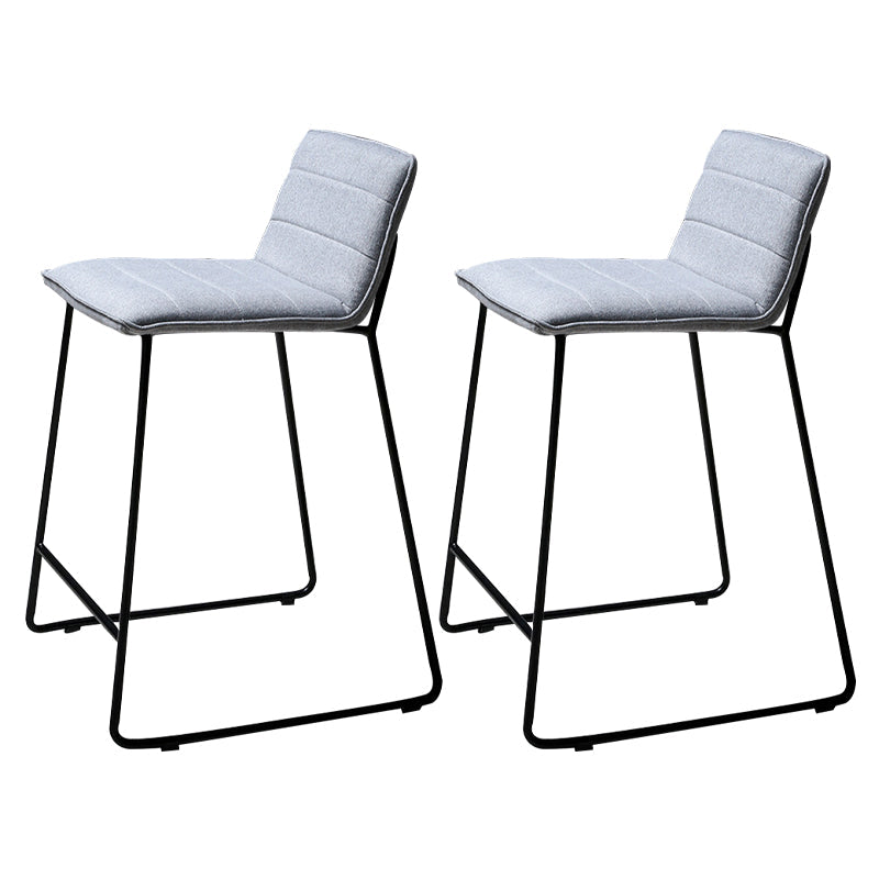 Scandinavian Black Iron Base Barstool Fabric and Faux Leather Bar Stools Light Gray 2 Piece Set Clearhalo 'Bar Furniture' 'Bar Stools' 'bar_stools' 'furn' 'furn_bar_stools' 'Furniture' 'Kitchen & Dining Furniture' 5816221