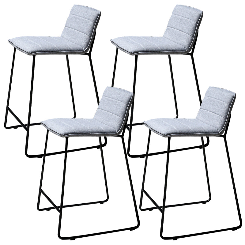 Scandinavian Black Iron Base Barstool Fabric and Faux Leather Bar Stools Light Gray 4 Piece Set Clearhalo 'Bar Furniture' 'Bar Stools' 'bar_stools' 'furn' 'furn_bar_stools' 'Furniture' 'Kitchen & Dining Furniture' 5816222