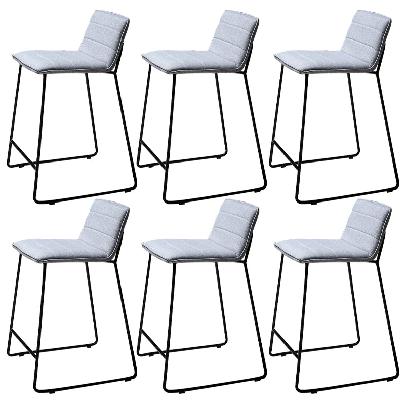 Scandinavian Black Iron Base Barstool Fabric and Faux Leather Bar Stools Light Gray 6 Piece Set Clearhalo 'Bar Furniture' 'Bar Stools' 'bar_stools' 'furn' 'furn_bar_stools' 'Furniture' 'Kitchen & Dining Furniture' 5816223