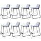 Scandinavian Black Iron Base Barstool Fabric and Faux Leather Bar Stools Light Gray 8 Piece Set Clearhalo 'Bar Furniture' 'Bar Stools' 'bar_stools' 'furn' 'furn_bar_stools' 'Furniture' 'Kitchen & Dining Furniture' 5816224
