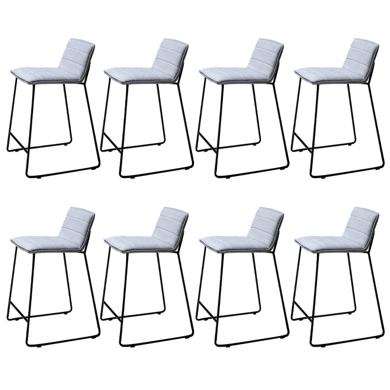 Scandinavian Black Iron Base Barstool Fabric and Faux Leather Bar Stools Light Gray 8 Piece Set Clearhalo 'Bar Furniture' 'Bar Stools' 'bar_stools' 'furn' 'furn_bar_stools' 'Furniture' 'Kitchen & Dining Furniture' 5816224