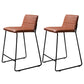 Scandinavian Black Iron Base Barstool Fabric and Faux Leather Bar Stools Brown 2 Piece Set Clearhalo 'Bar Furniture' 'Bar Stools' 'bar_stools' 'furn' 'furn_bar_stools' 'Furniture' 'Kitchen & Dining Furniture' 5816226